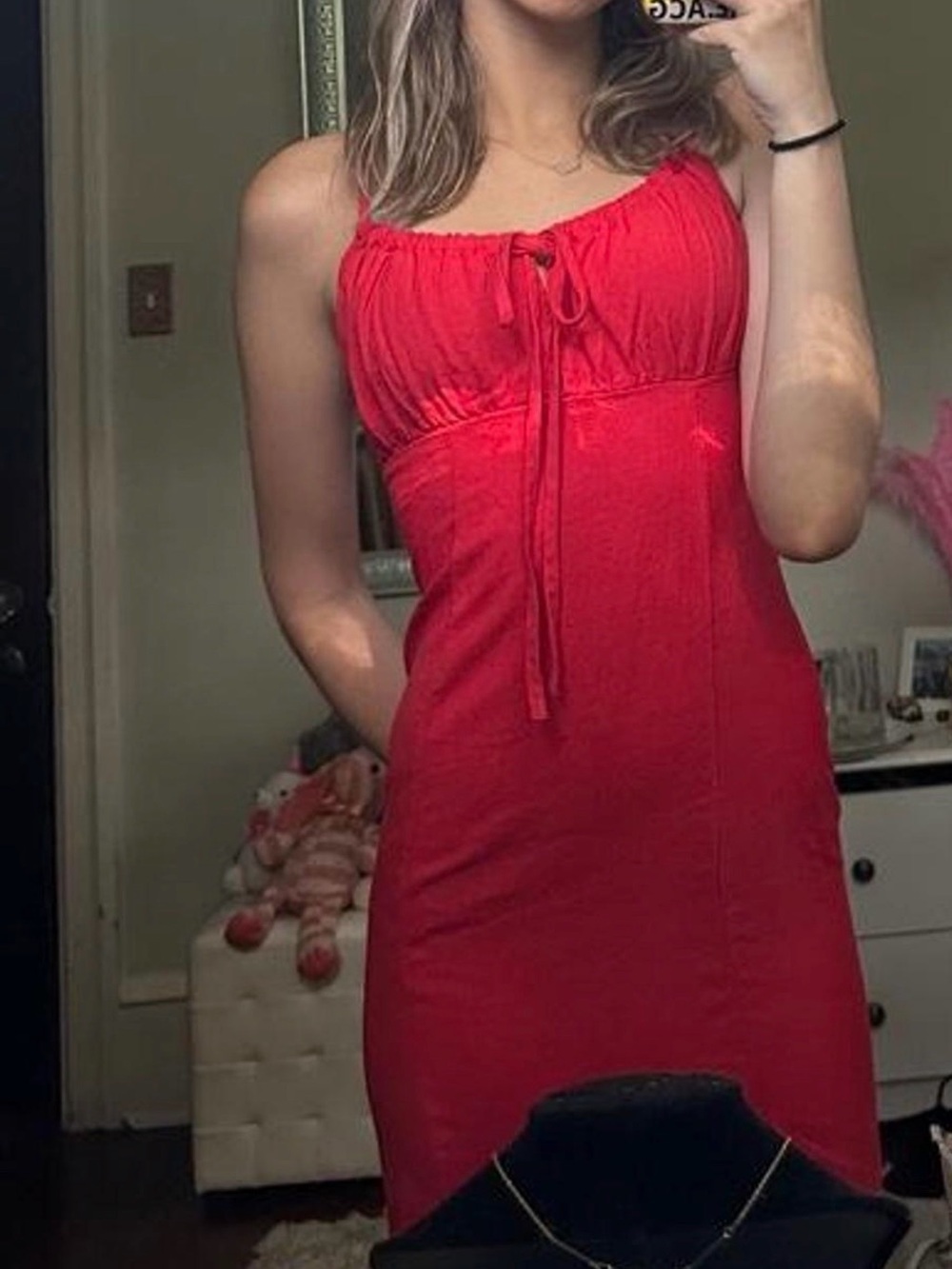 Red Tie-Front Dress